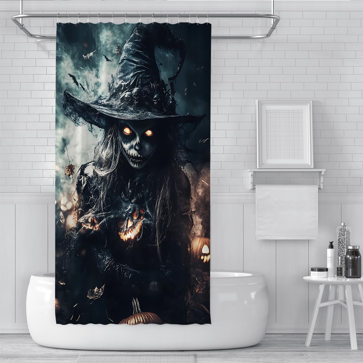 Tende Doccia Halloween Orrore Strega Spaventosa Bagno 200x200cm