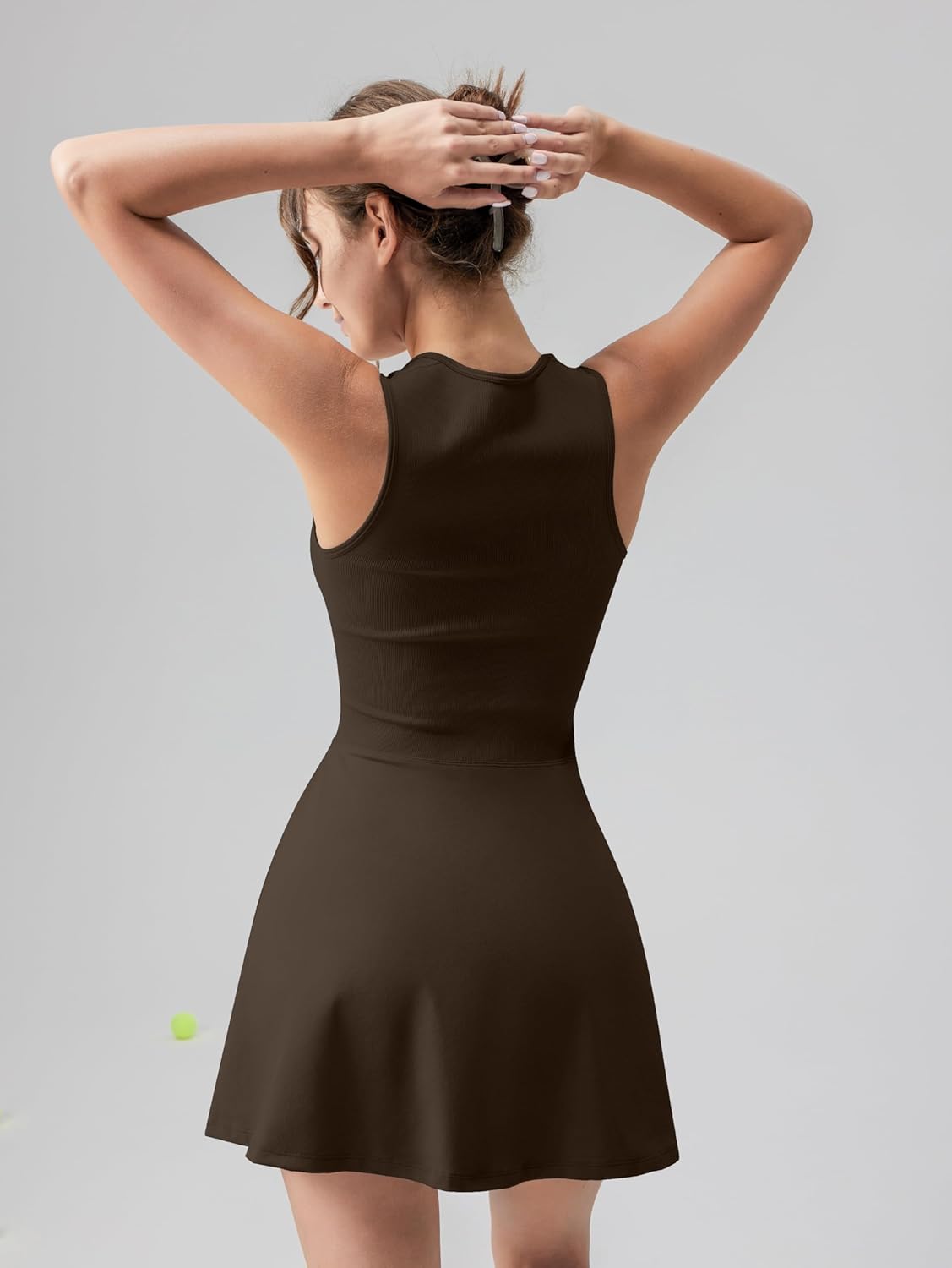 OQQ Women's Square Neck A-line Dress Sleeveless Tank Top Stretch Flare Mini Dresses - Image 2