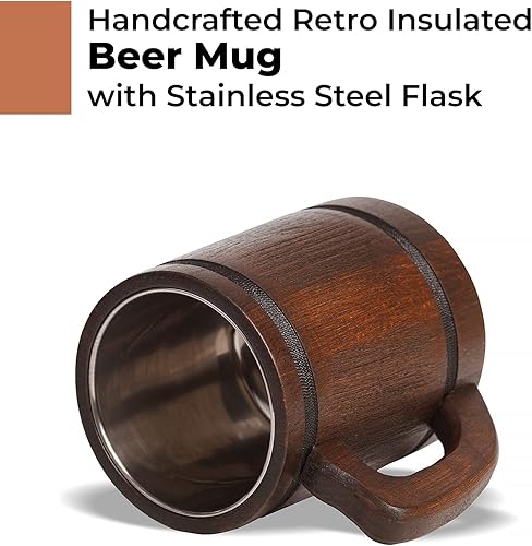 Miniatura 2 de Vaso de cerveza de raíz hecho a mano de 20 onzas, 20.3 fl oz, tazas de metal Flagon con asa Medevil, de madera, vikingo, renissance, mil cervezas,