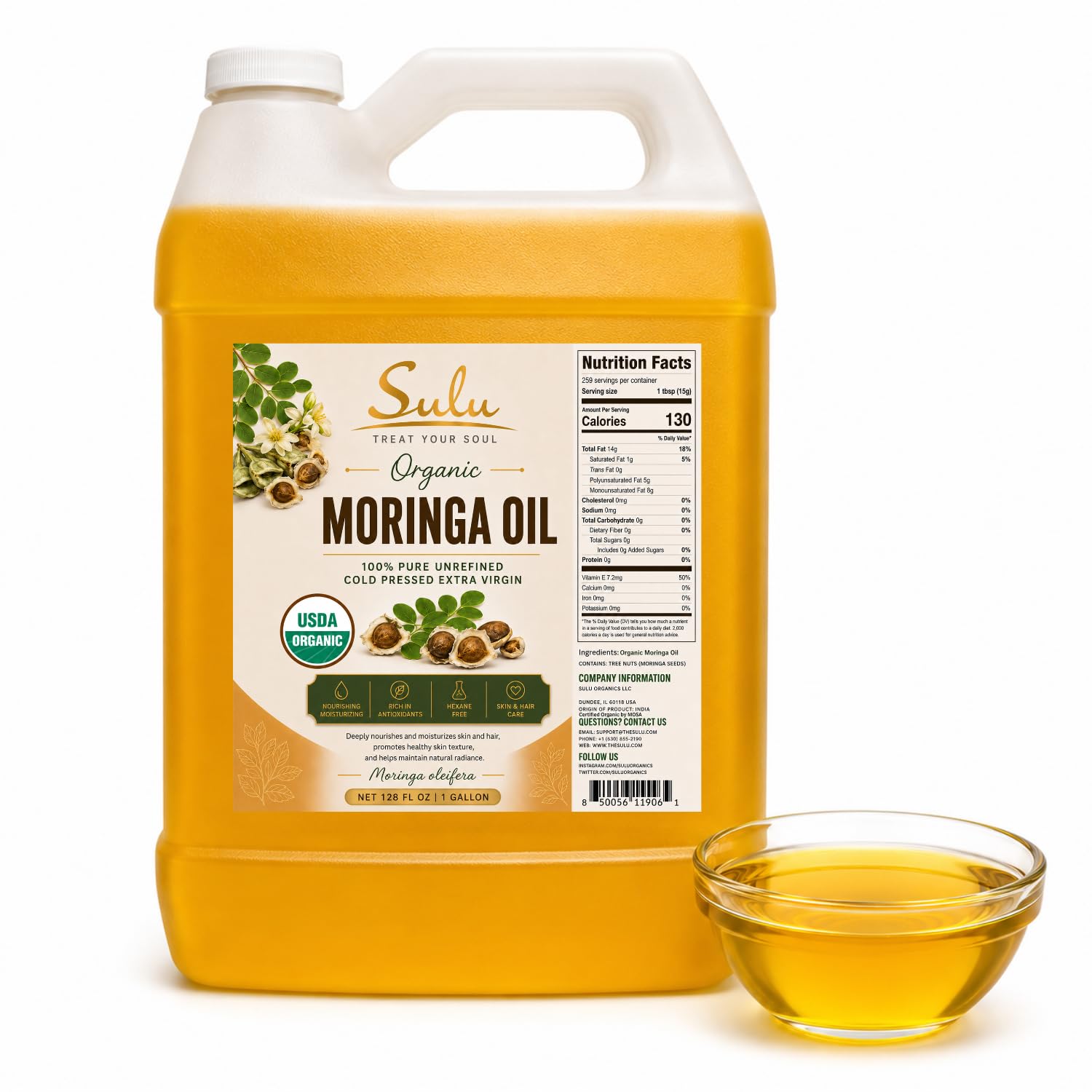100% Pure Moringa Oil Unrefined Cold Pressed Extra Virgin