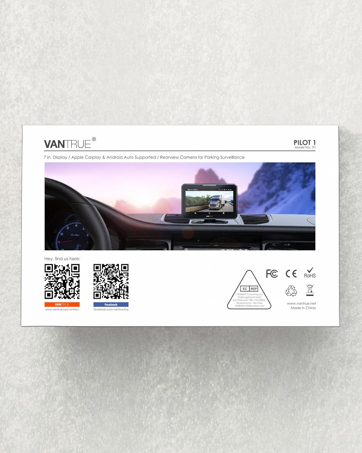 VANTRUE Wireless Apple CarPlay & Android Auto, 7 Inch Touchscreen Portable Car Stereo, 1080P Rear Backup Camera Reverse Assistance, Car Audio with Siri/Google Voice Assistance, P1 Car Radio AUX/FM/GPS 12 71RCK7HBd7L. AC SL1500