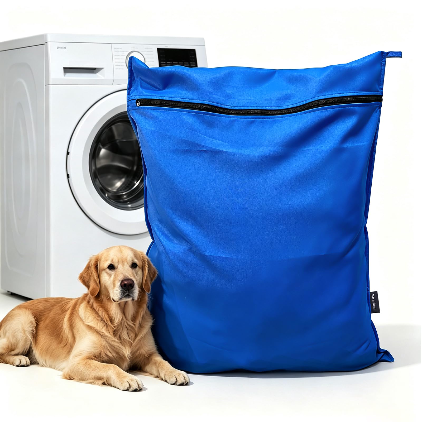 Pet Laundry Bag for Washing Machine, Dog Bed & Blanket Wash Bag (Blue, L)