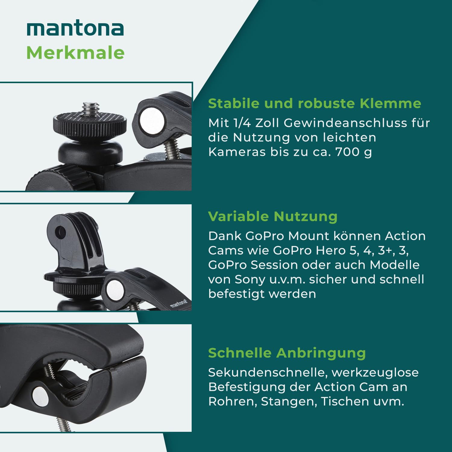 Support Guidon ShipeeKin - Pour Smartphone, GoPro, Appareil Photo - φ17-35mm, Pivotant 360°