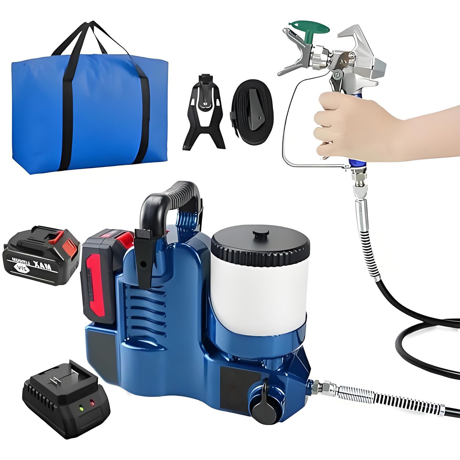 Máquina de pintura en aerosol eléctrica, pistola de pulverización inalámbrica sin aire de 550W, ajustable de 6 velocidades para proyectos caseros de bricolación, muebles, paredes y superficies metálic