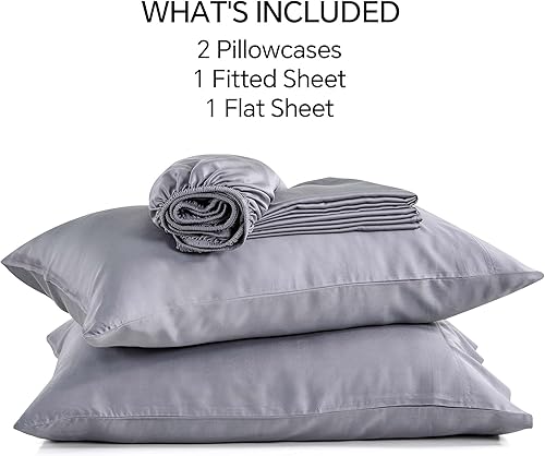 Miniatura 6 de INFIIXSO Juego de sábanas tamaño King, color gris, 100% rayón hecho de bambú, juego de sábanas refrescantes de 4 piezas, bolsillo profundo de hasta