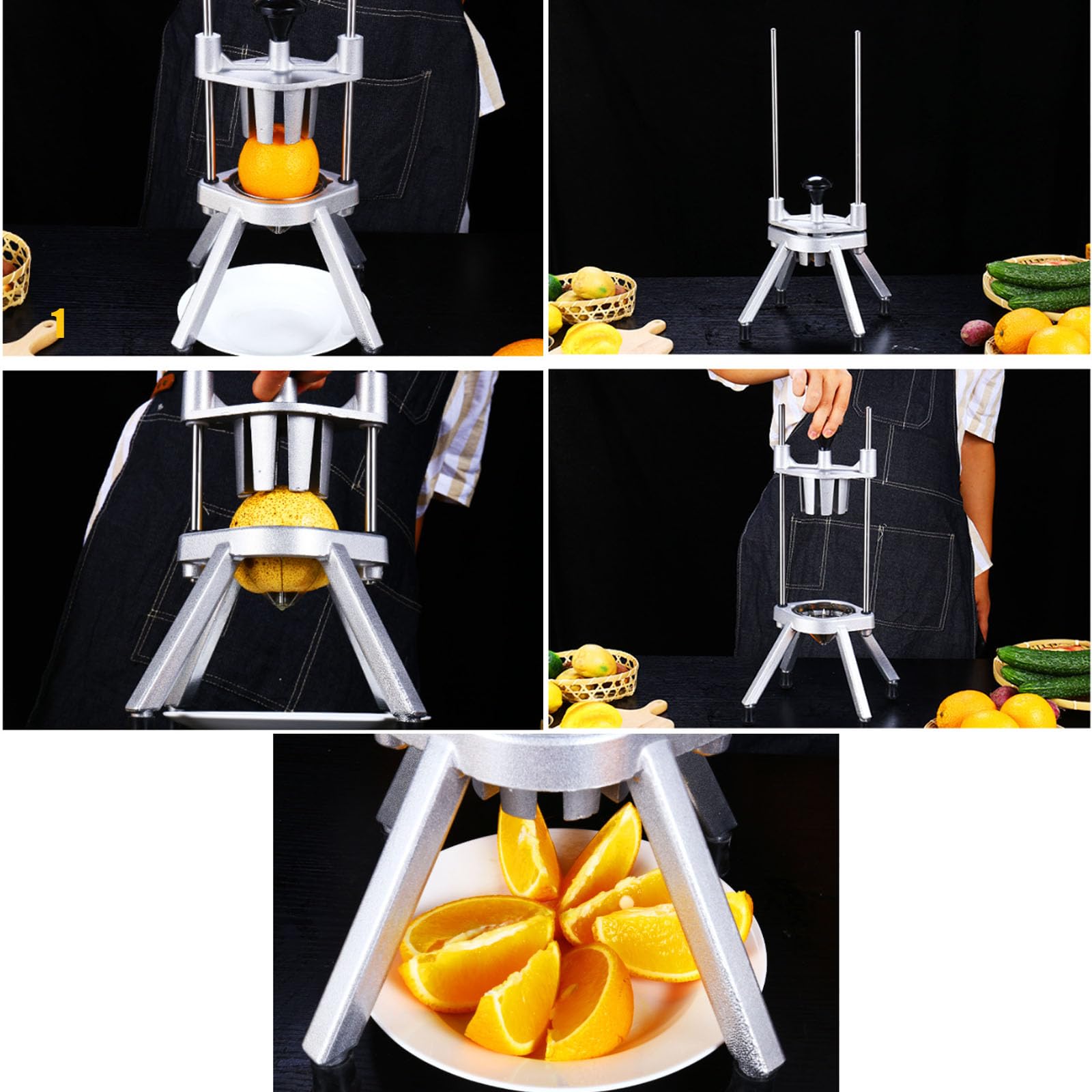 Cortador de frutas, cortador de limón/lima con hoja de acero inoxidable, 6 pétalos, divisor manual de verduras para bares, restaurantes, fiestas, cocina