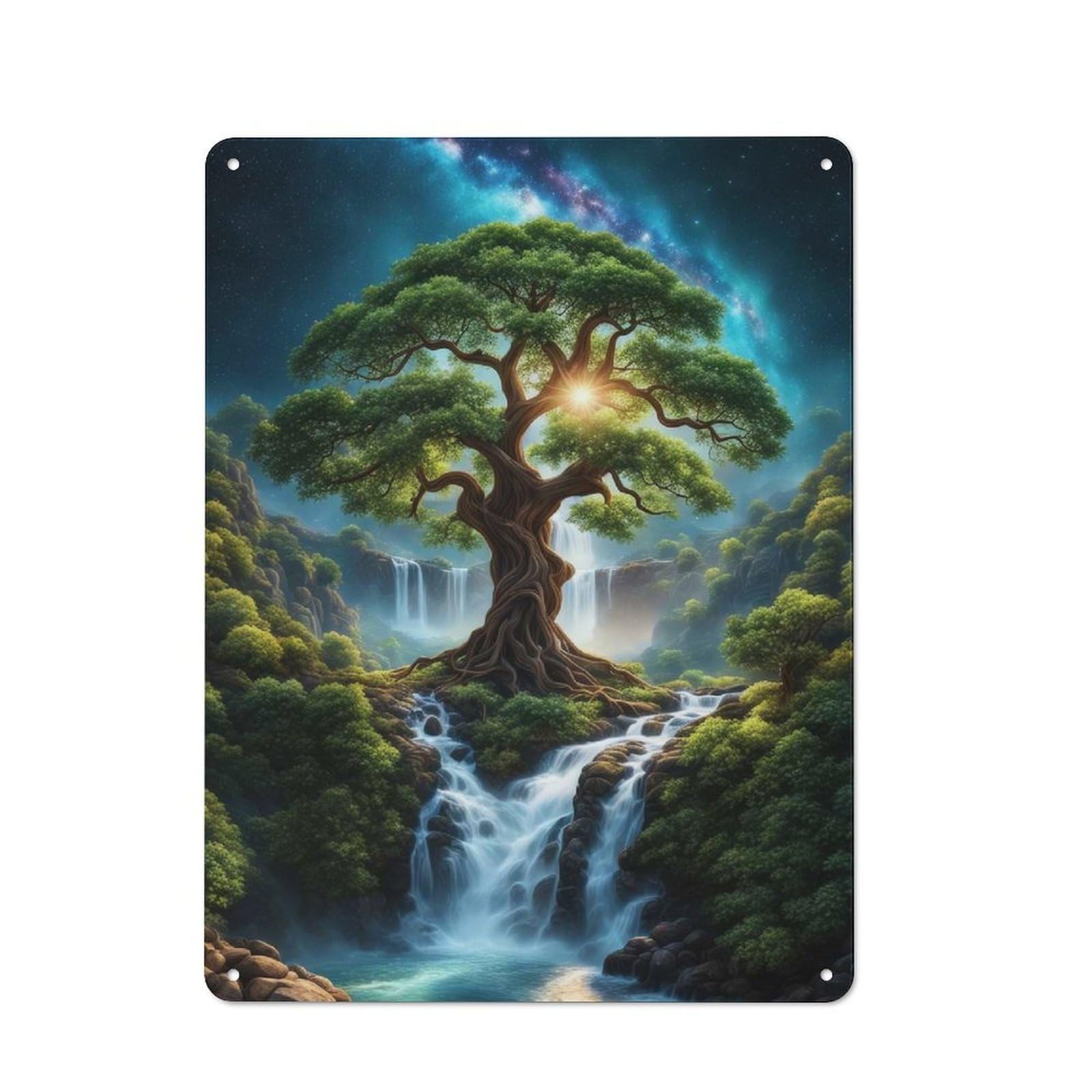 Metal Wall Sign 40x30cm Featuring Ancient Tree Of Life for Workshop Wall, for Room Styling Across Workshops And Hobby Rooms