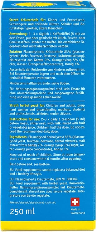 Strath, Fermented Herbal Yeast Postbiotic | 8.4 Fl Oz Daily Nutritional Supplement Liquid | Supports Metabolism | Vegetarian | Lactose-Free | No Artificial Additives | Single Count