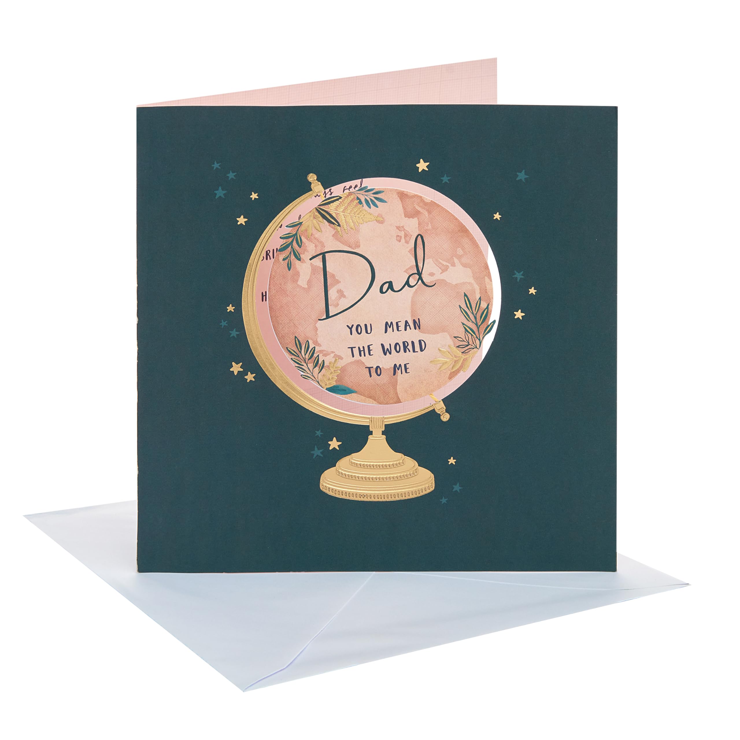 UK Greetings | Father's Day Card for Dad | Card for Dad, Grandad, Husband | Him, Boys, Men | Globe Design | With Envelope | 21 x 21 cm