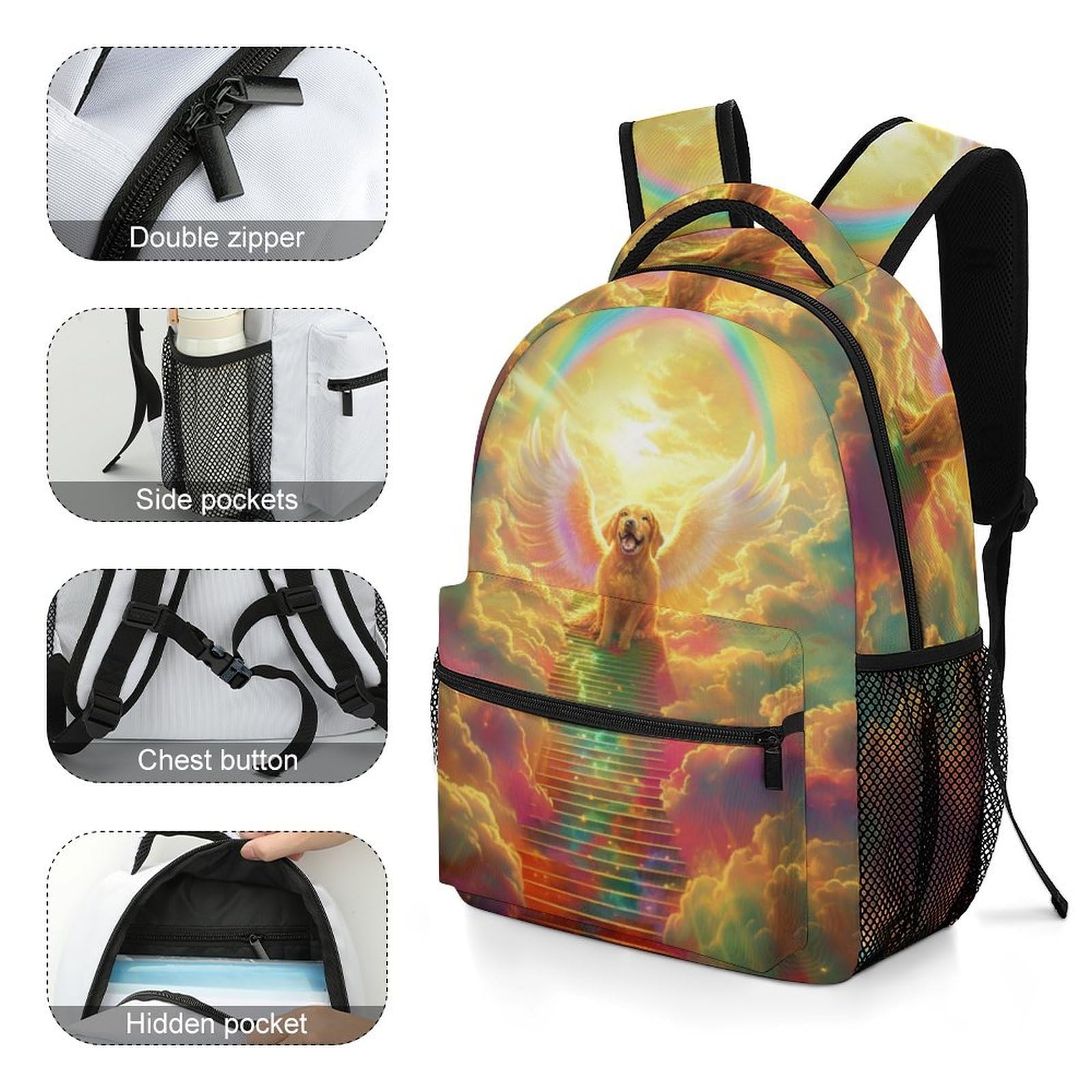 Hund Engel Schulrucksack Mädchen Jungen Haustiere Schulranzen Casual Daypack Buchtasche Büchertasche Für Schule Und Reise One Size