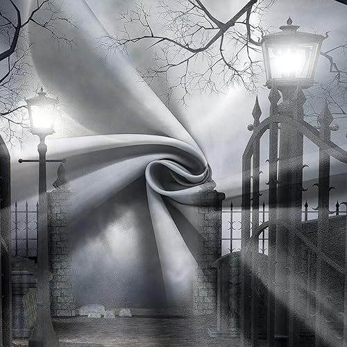 Miniatura 5 de Cortina de ducha de Halloween para baño, noche aterradora, patio, puerta, luna espeluznante, árbol muerto, lámpara de calle, poliester, impermeable,