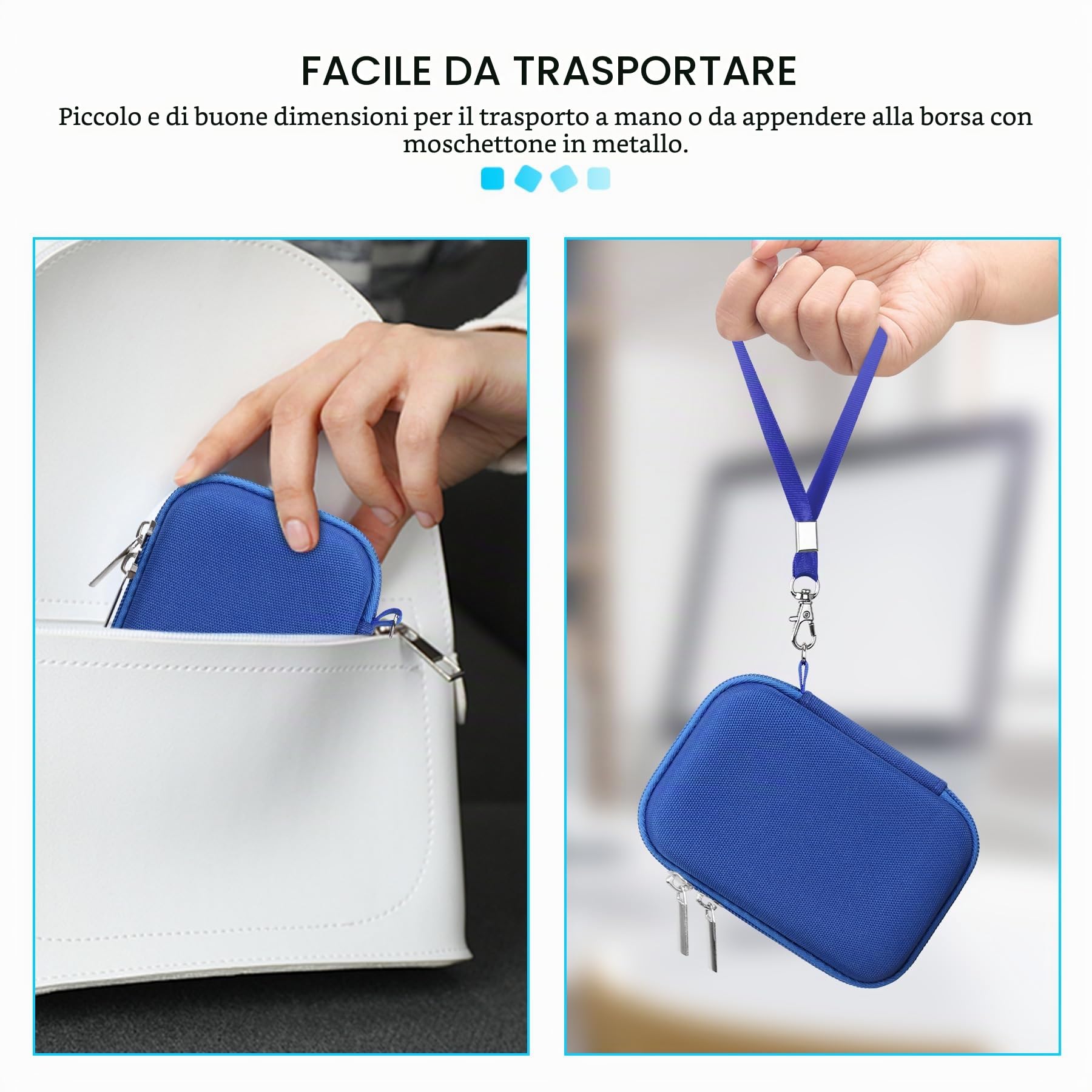 Lacdo Custodia Hard Disk Esterno per Samsung T7 / T7 Touch Portable SSD, External Solid State Drives 500GB 1TB 2TB 4TB USB 3.2 Gen 2 Custodia Rigida Impermeabile Protettiva Borsa, Blu
