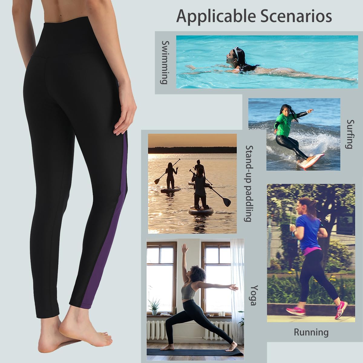 Ubestyle UPF 50+ High Waist Women's Long Swim Pants Swim Leggings Swimming Tights Sun Protective - Image 5