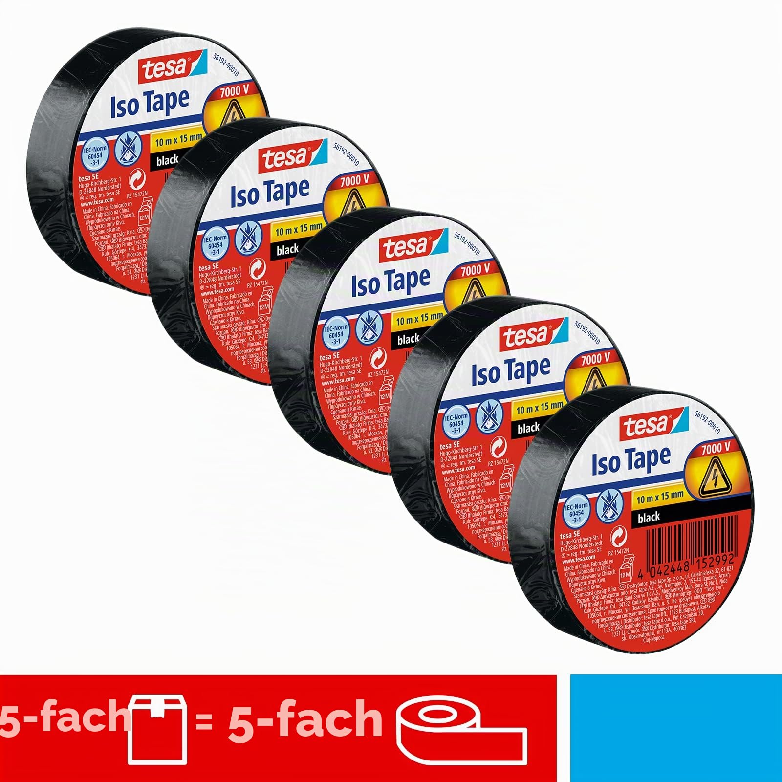 X-Sense XS01-M ProConnected Rauchmelder mit SBS50 Basisstation & tesa Isolierband im 5er Pack- Selbstklebendes Isolierband, hitzebeständig