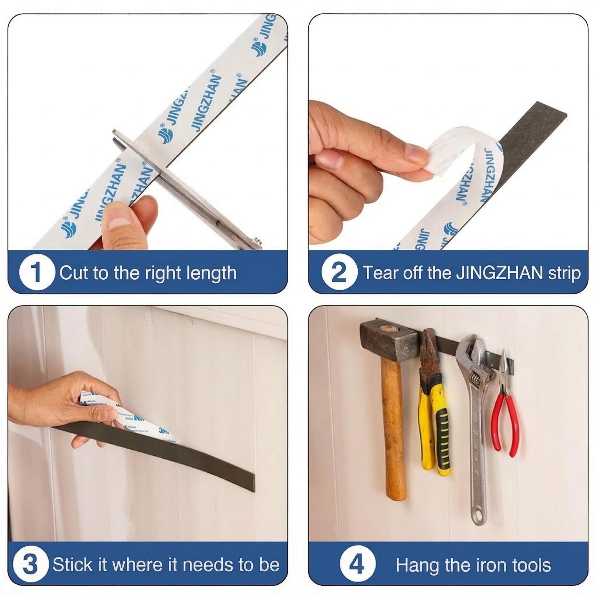 Paquete de 2 tiras magnéticas de neodimio, con respaldo adhesivo 3M (12 pulgadas de largo x 0.8 pulgadas de ancho x 0.06 pulgadas de grosor), cinta magnética flexible fuerte para cocina, sala de