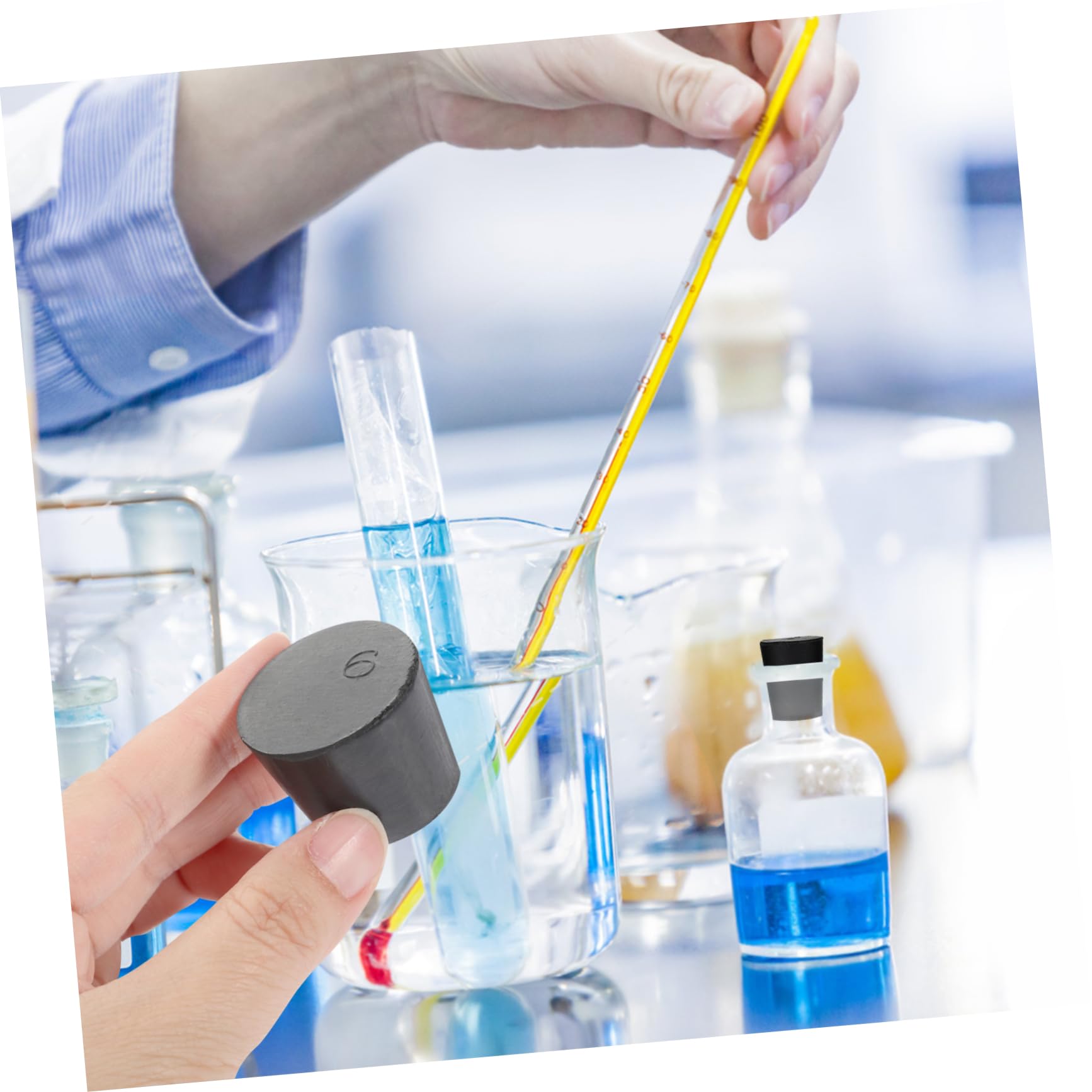 Gatuida 135 Pièces Bouchon en Caoutchouc Solide Laboratoire De en Caoutchouc Bouchon Darrêt en De Laboratoire en pour Récipient Prise Trou Unique Composant