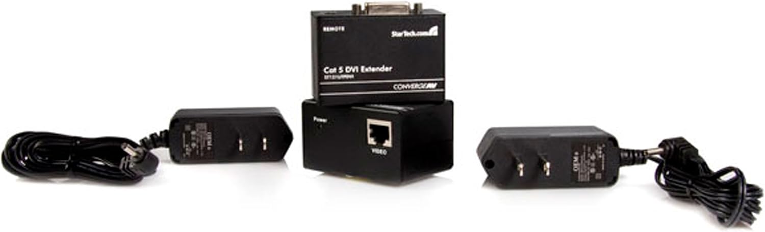 StarTech.com DVI Over Cat5 UTP Extender (Local and Remote Unit) - up to 50m - Video Extender - up to 164 ft - ST121UTPDVI, Black