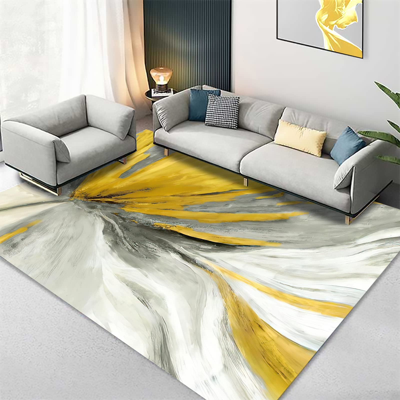Koton ANTA Tapis de Salon Contemporain (Jaune, 120 x 160 cm