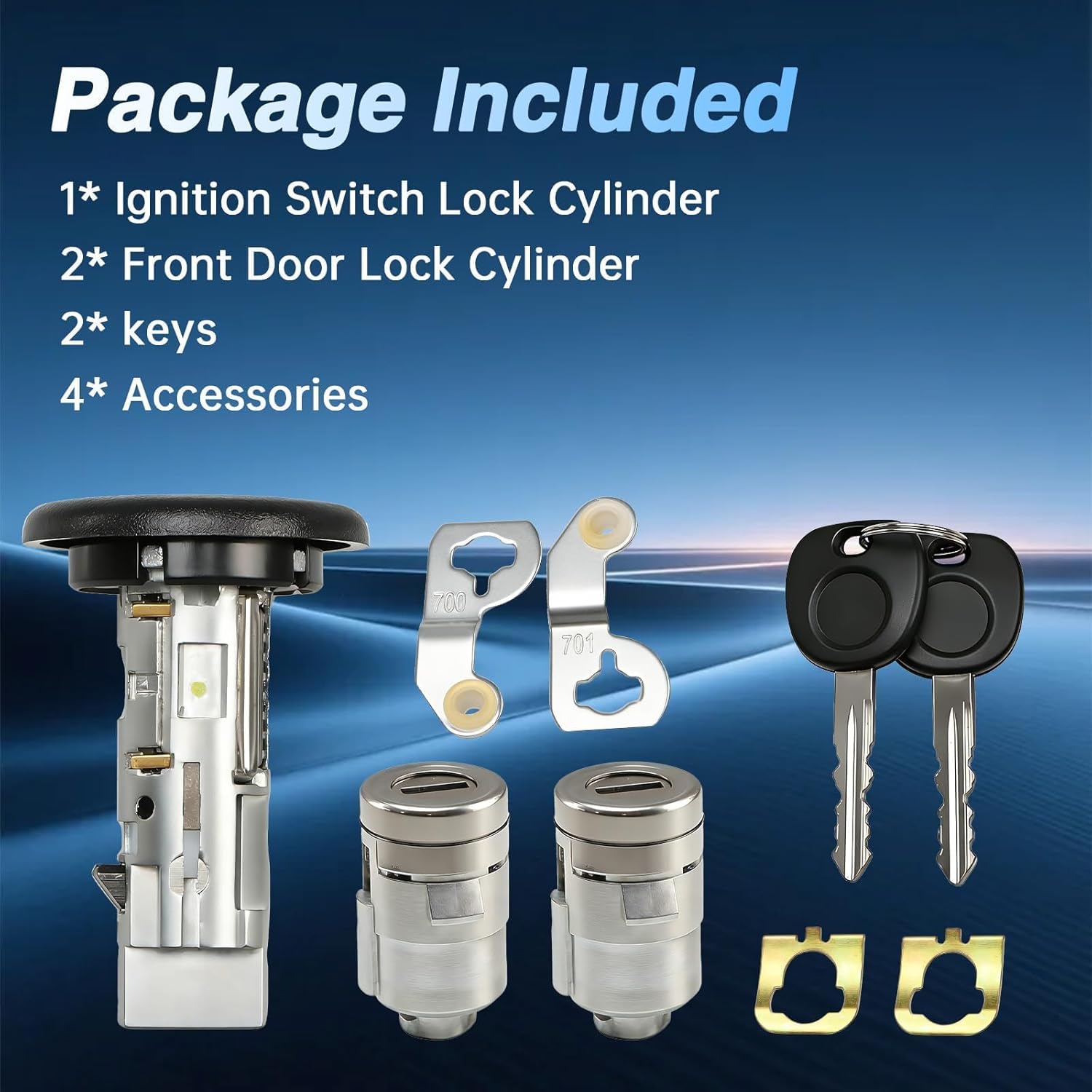Ignition Switch Lock Cylinder with Pair Front Door Lock Cylinders Compatible with Cadillac Escalade Chevy Avalanche Silverado Suburban Tahoe Replace#: 598007 707835 706592