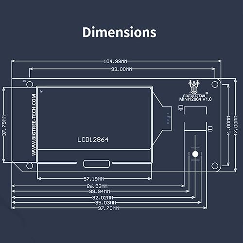 Miniatura 6 de BIGTREETECH Mini12864 V2.0 Pantalla LCD Inteligente Tarjeta de Control con Adaptador y Cable para Ender-3 VORON 2.4 Prusa-i3 Impresora 3D RAMPS 1.4