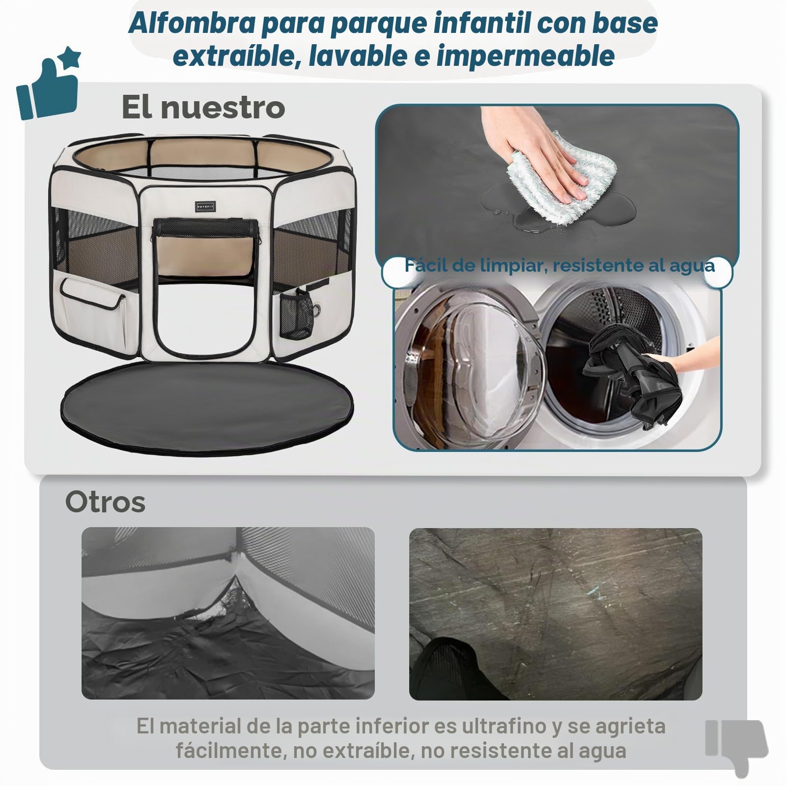 Petsfit Portátil Parque para Perros,Parque Perros para Perros Conejos Gatos,Impermeable Parque de Juego de Tela Oxford,Diseño Pop-Up