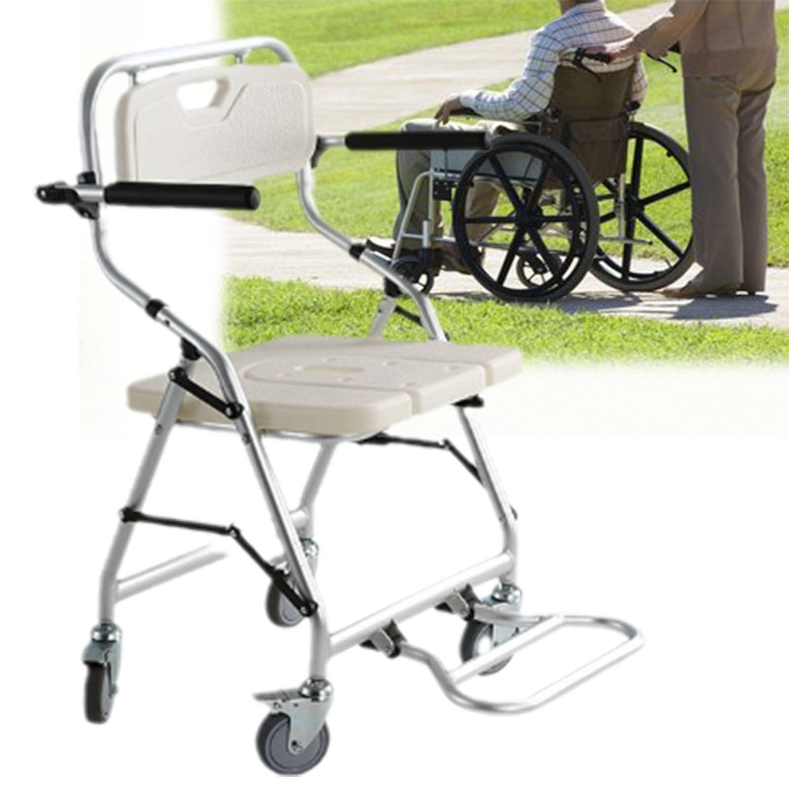 Silla de ducha plegable con brazos, sillas de ducha con respaldo para personas mayores para cabina de ducha, asiento de ducha rodante, ayuda para la movilidad y la vida diaria, instalación sin
