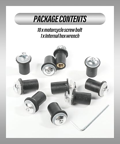 Vista 19 de ESEWALAS 10 tornillos para parabrisas, kit de tornillos para parabrisas de motocicleta, accesorios de automóvil, carenado de motocicleta, tornillos