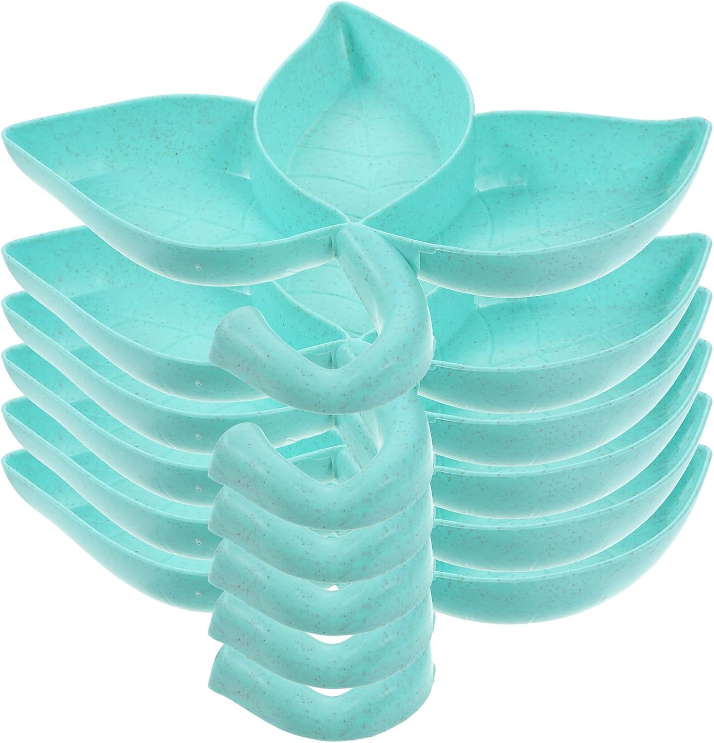 6pcs Light Green Leaf-shaped Plastic Dipping Plates, Small Sauce Bowls for Sushi and Salt, Lightweight and Compact Side Dishes, for Dining Table Decoration