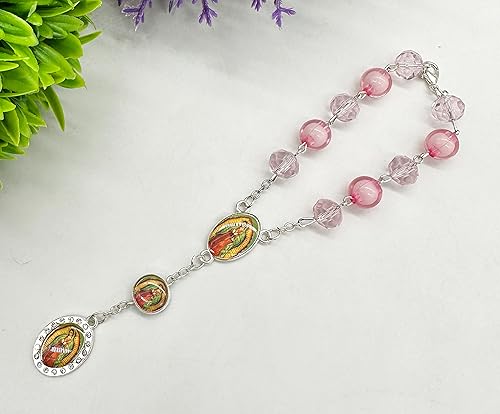 Miniatura 8 de Nuestra Señora Guadalupe Virgen María Centro de mesa Bautismo Recuerdos de Bautizo Rosario Pulsera Recuerdos Fiesta de Recuerdos - 12 Piezas