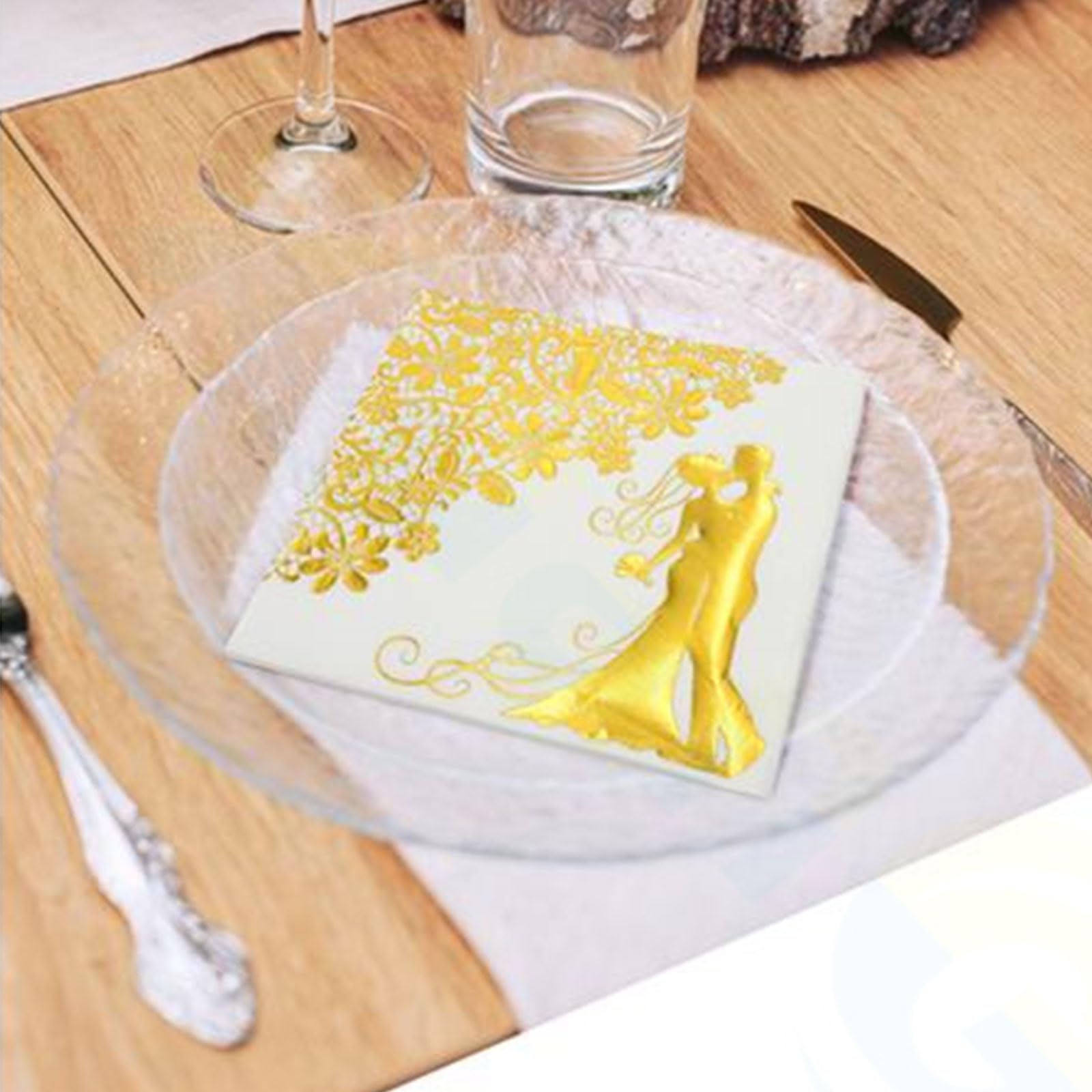 Lot De 20 Serviettes En Papier Avec Motif Eucalyptus Doré