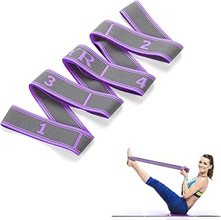 Yoga Straps for Stretching, Leg Stretcher Strap Flex Strap Yoga Stretch Assist Exercise Strap High Elastic Back Stretcher with 9 Adjustable Loops, for Yoga Pilates Flexibility