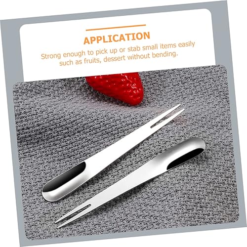 Miniatura 2 de 20 Uds. Tenedor de frutas Tenedores de cóctel de pastelería Tenedor de cóctel Picks Cuchara de frutas Tenedor de 2 puntas Cuchara de barro Cuchara