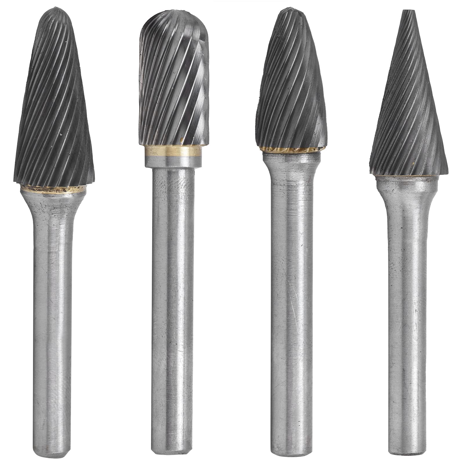 4 piezas de fresa de carburo de 12 mm, fresa rotativa de acero de tungsteno de doble corte, fresas de corte duraderas tratadas térmicamente para el rectificado de metales y madera,