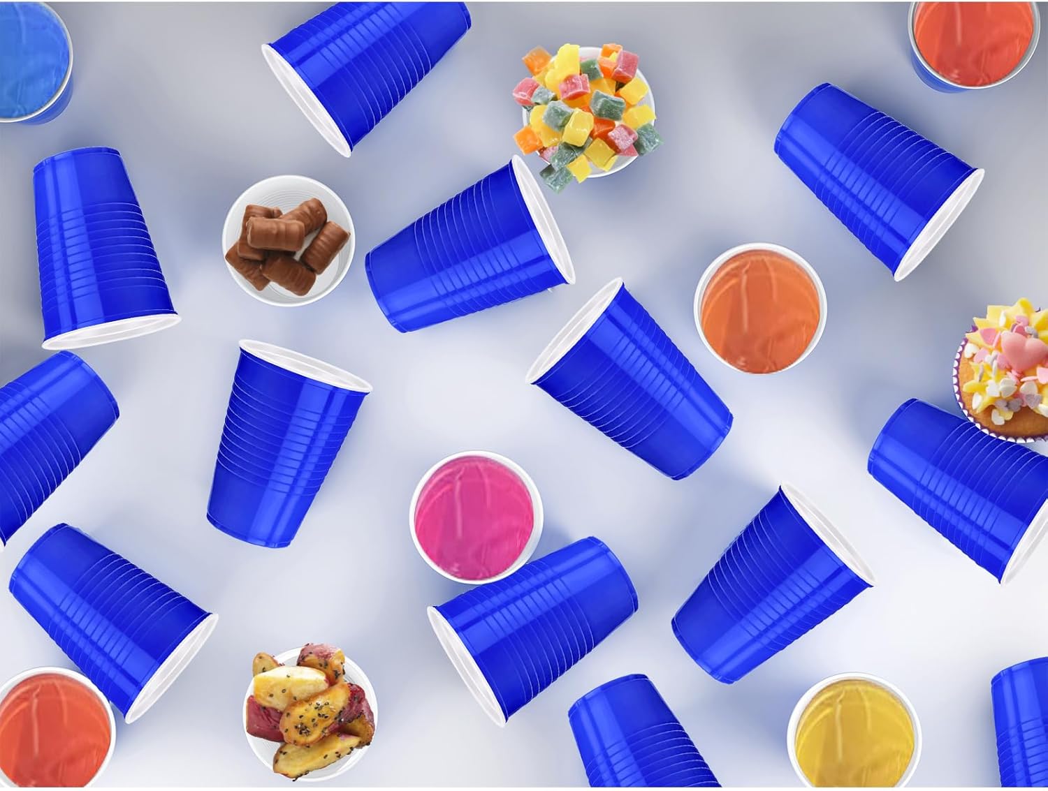 120 pcs 16 oz Blue plastic cups Gender Reveal plastic Disposable cups blue Party Cups for drinking Tastings served Snacks Barbecues Picnics - Image 6