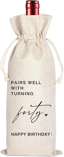 Bolsa de vino de cumpleaños número 40, regalo de cuarenta cumpleaños, combina bien con bolsa de cumpleaños, regalo de cumpleaños para él y ella,