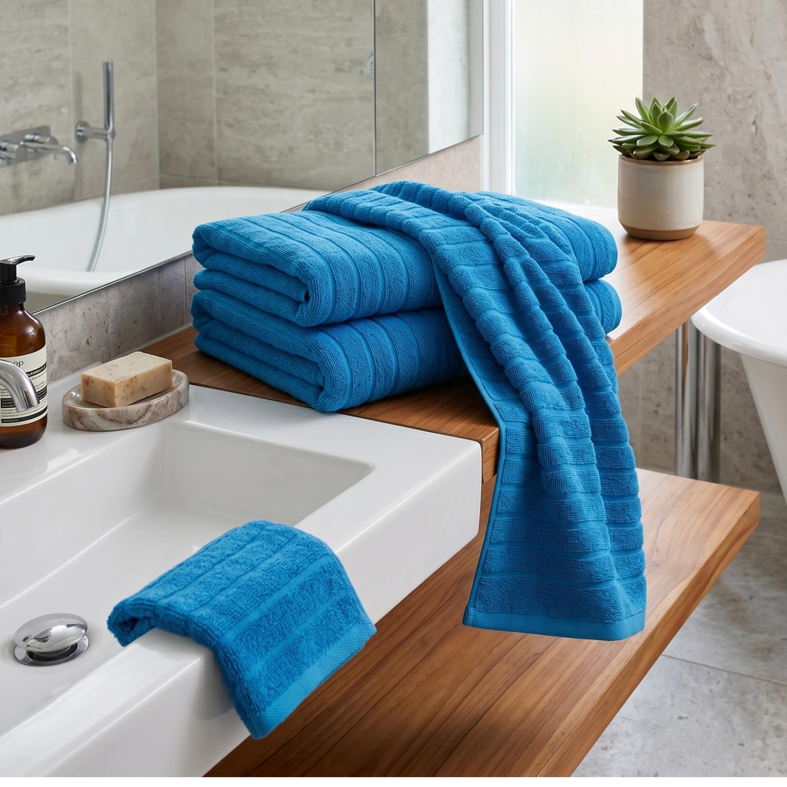 Cloud Collection 6 Piece Towel Set Turkish Towels 550 GSM Plush Highly Absorbent Hotel Spa Quality Truffle Brown