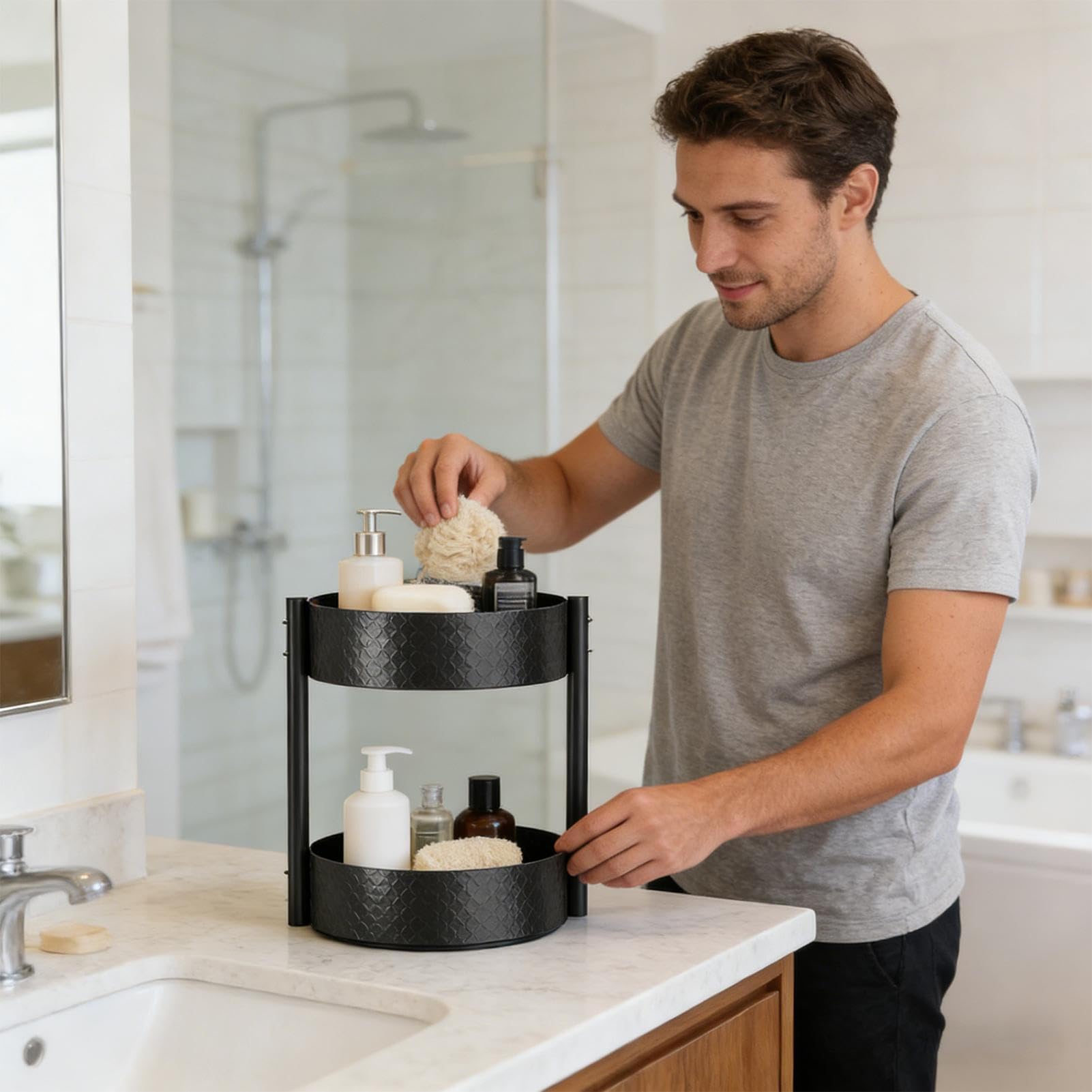 Organizador de Especias Soporte Giratorio para Encimera De Cocina | Organizador De Especias Con Plato Giratorio Para Armario Despensa Encimera Baño Tocador Perfumes