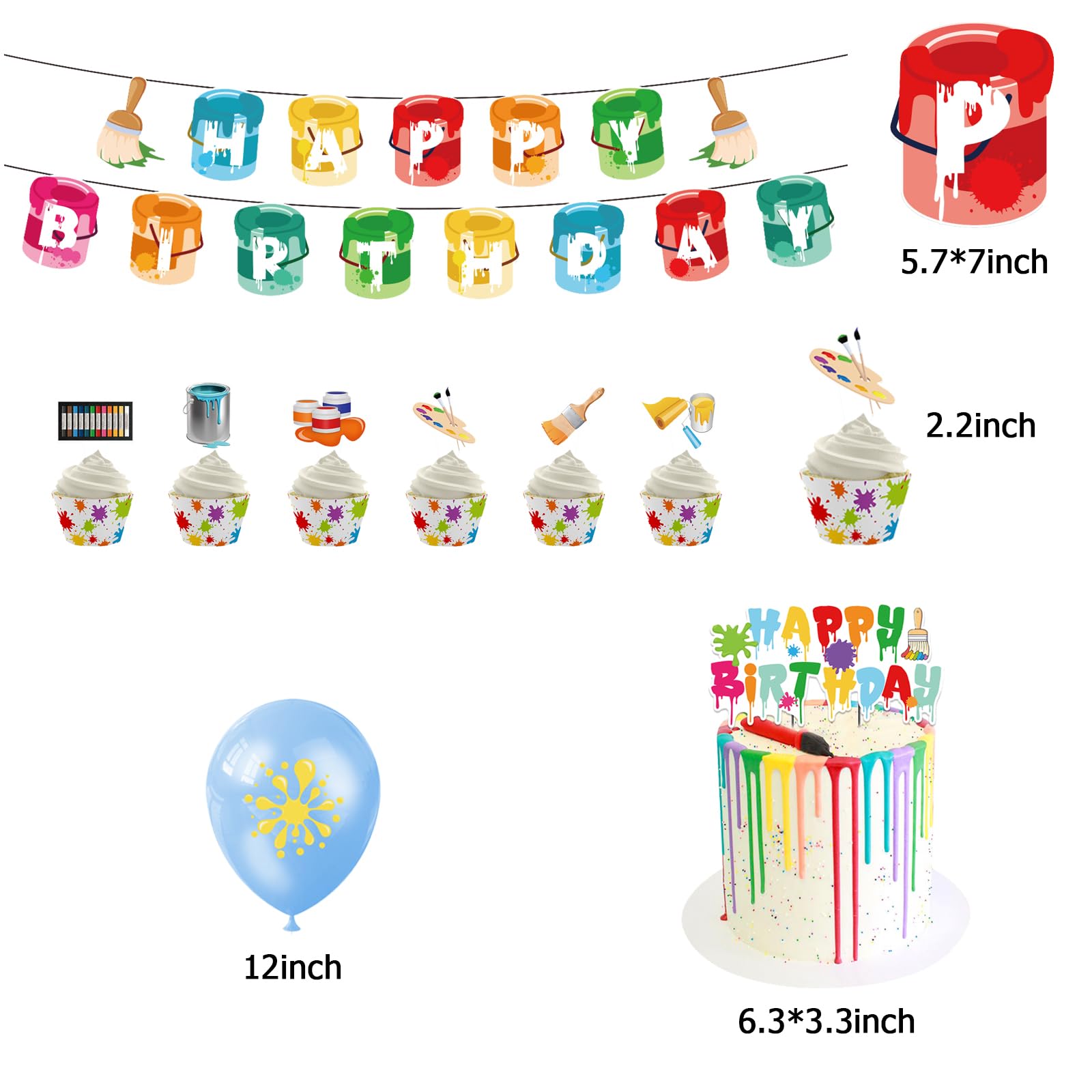 Compleanno Decorazione Dipinti Arte Pittura Palloncino Feste Tie Dye Topper Torte Festone Vortici Streamers