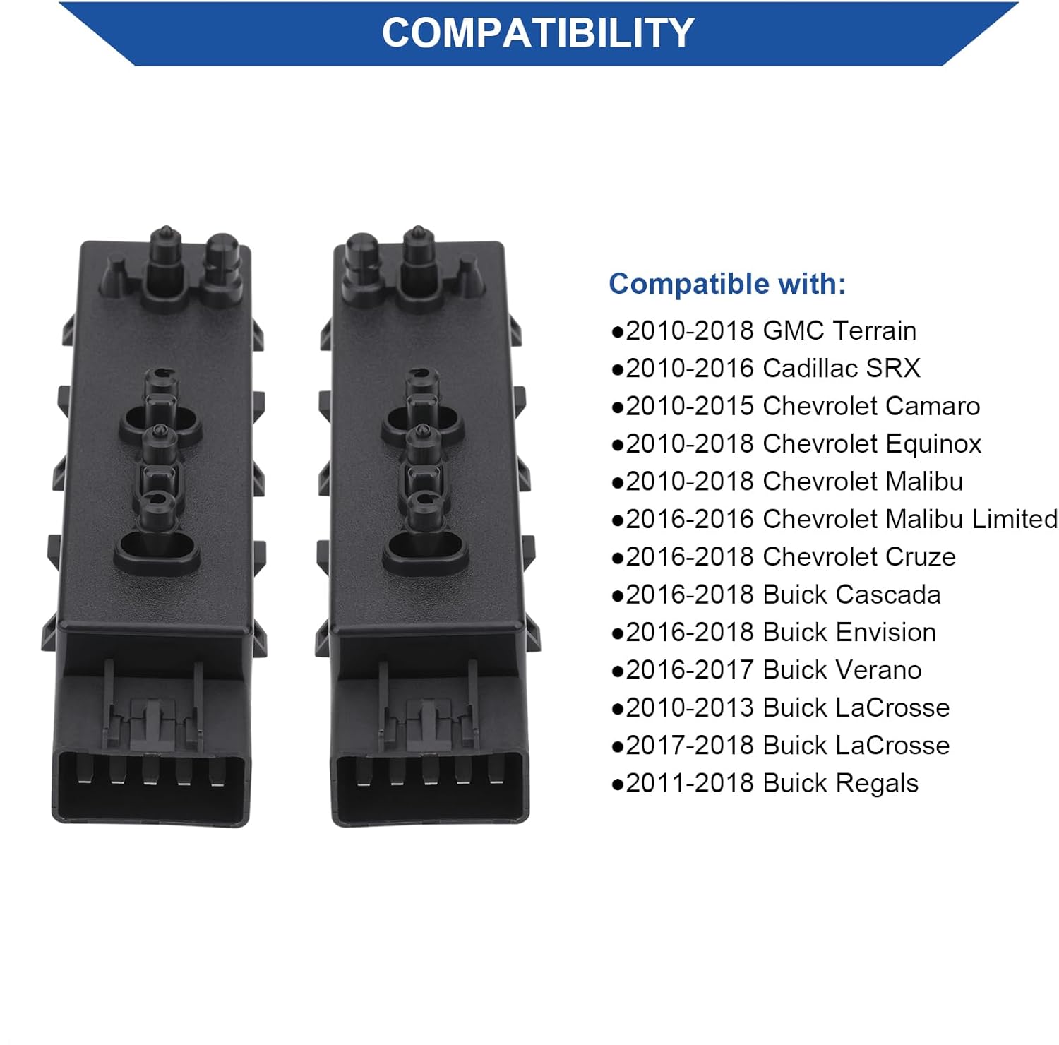 Obaee Driver & Passenger Seat Switch 25974714/25974715 Compatible with Chevrolet Chevy Camaro/Equinox/Malibu 2010-2019, Cadillac/GMC/Buick, Recliner Adjust Tilt Control 8 Ways