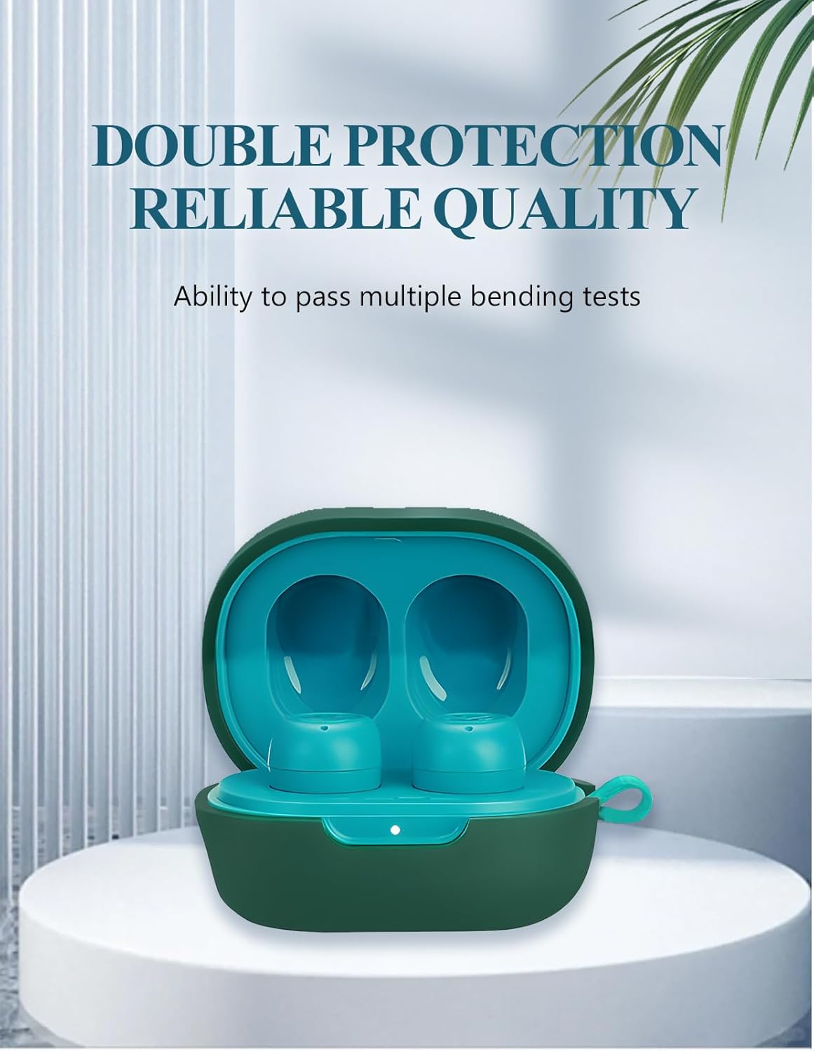 Case for JLab JBuds MiniTrue Wireless Earbuds, WUNIAK Soft Silicone Protective Portable Scratch Shock Resistant Shell with Cleaner Kit & Carabiner & Lanyard,Green - Image 2