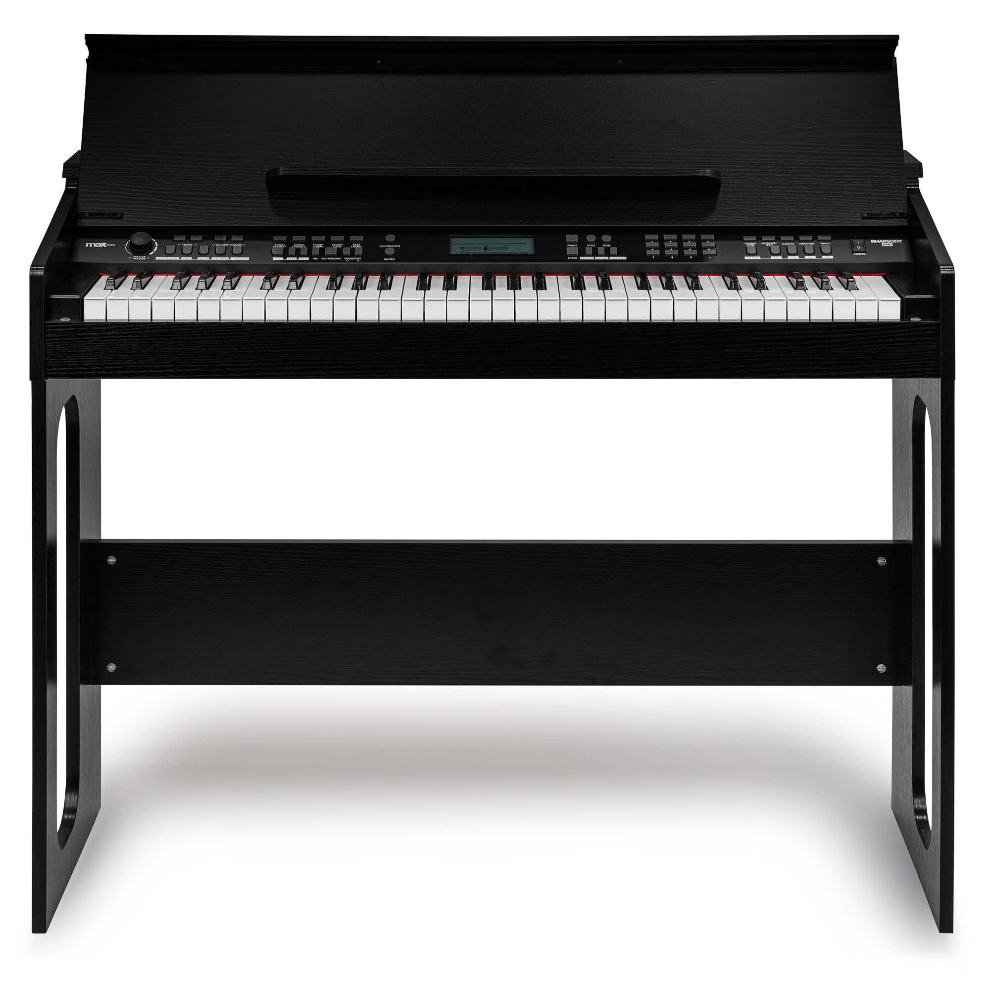 Max RhapsodyDP61 Clavier Électronique, 61 Touches, Sensibles à la Vélocité, Structure en Bois, avec Casque Audio et Pédale de Sustain, 80 musiques démo, Connexion MIDI, Idéal pour Jouer à la Maison