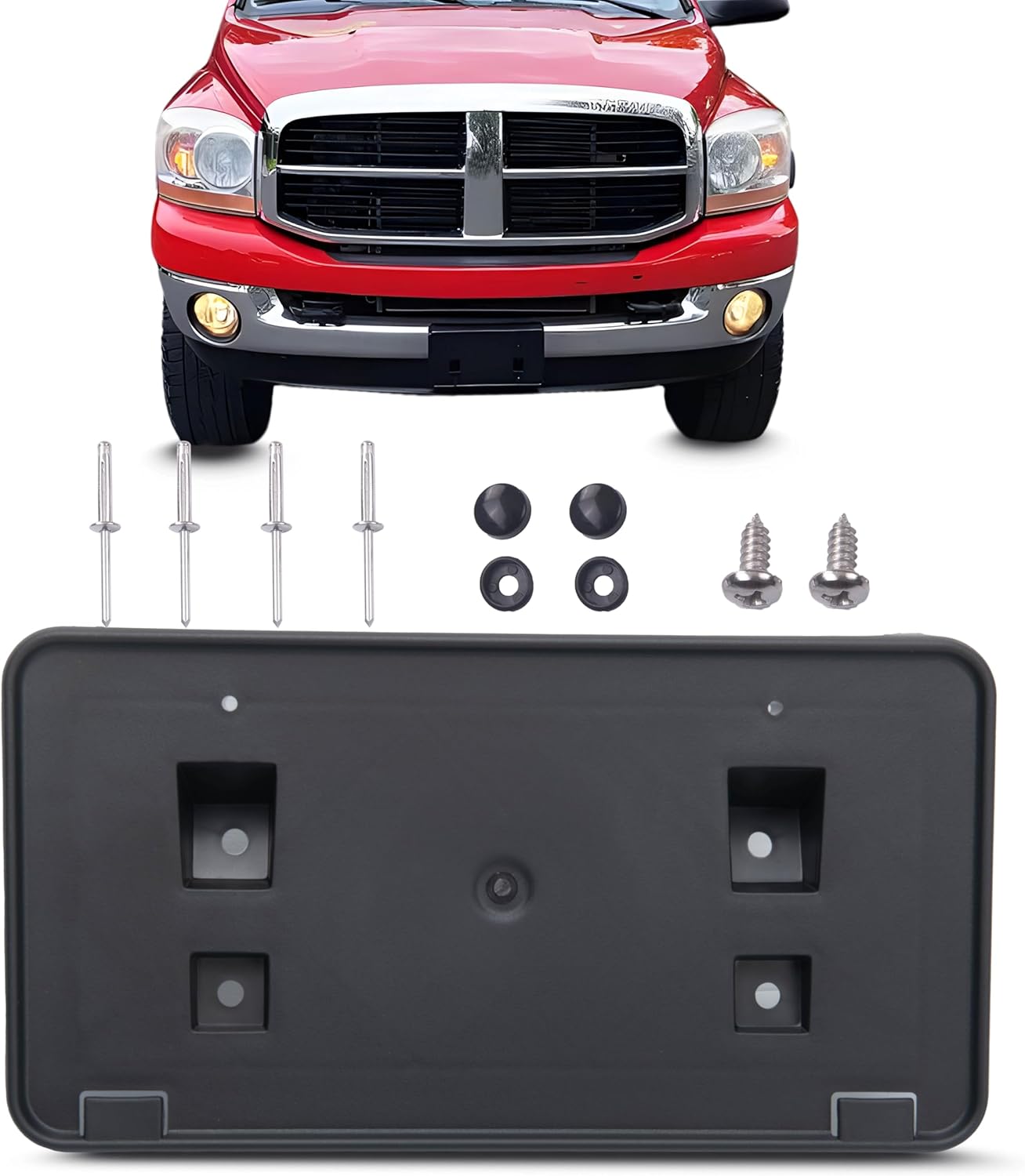 Front Bumper License Plate Brackets Holder Mounting Fits 2013-2018 Ram 1500,2019-2024 1500 Classic,(Only Steel Bumper),for CH1068127 68141643AA,(May not fit Your Model. See Pic 2 for Details)