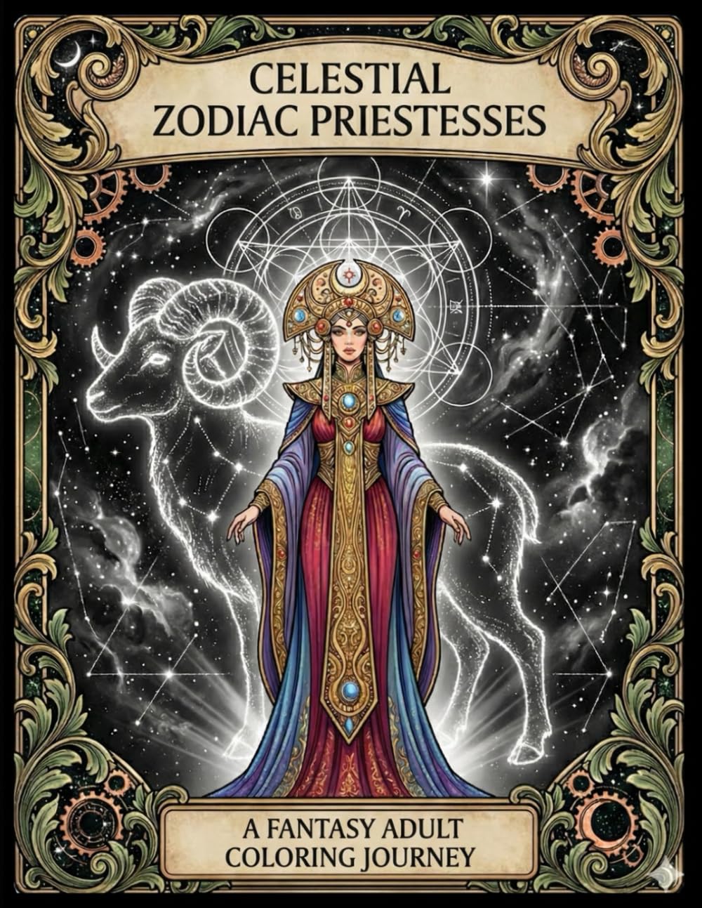 Celestial Zodiac Priestesses: A Fantasy Adult Coloring Journey