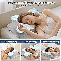 Vista 6 de Almohada cervical para el cuello – Almohada ergonómica para dormir de lado para aliviar el dolor, almohada cervical refrescante para dormir