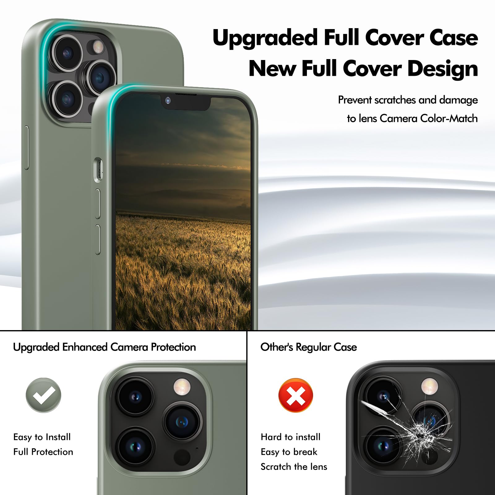 TIIXXE Silicone Case Compatible with iPhone 13 Pro Max case Soft Ultra Slim Protective Shockproof Liquid Silicone Phone Case,Anti-Scratch Microfiber Lining - Image 3