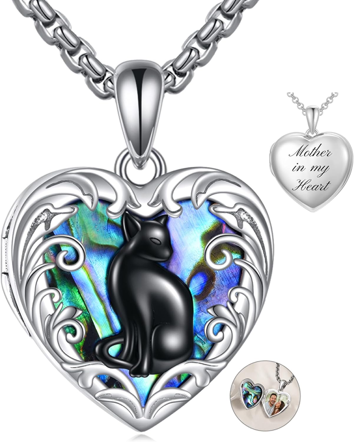 Personalized Heart Locket Necklace 925 Sterling Silver That Holds Pictures Photo Keep Someone Near to You Custom Lockets Necklaces Letters Engraving for His Her