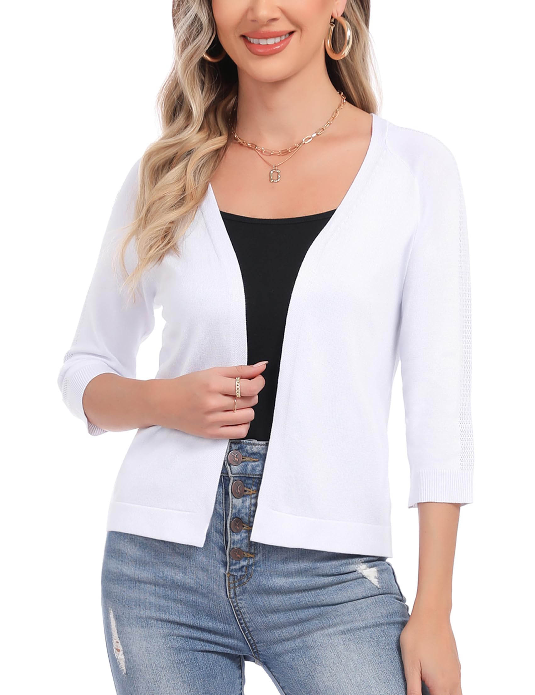 Sykooria Bolero Donna Elegante Con Scollo A V Maniche A 3/4 Top