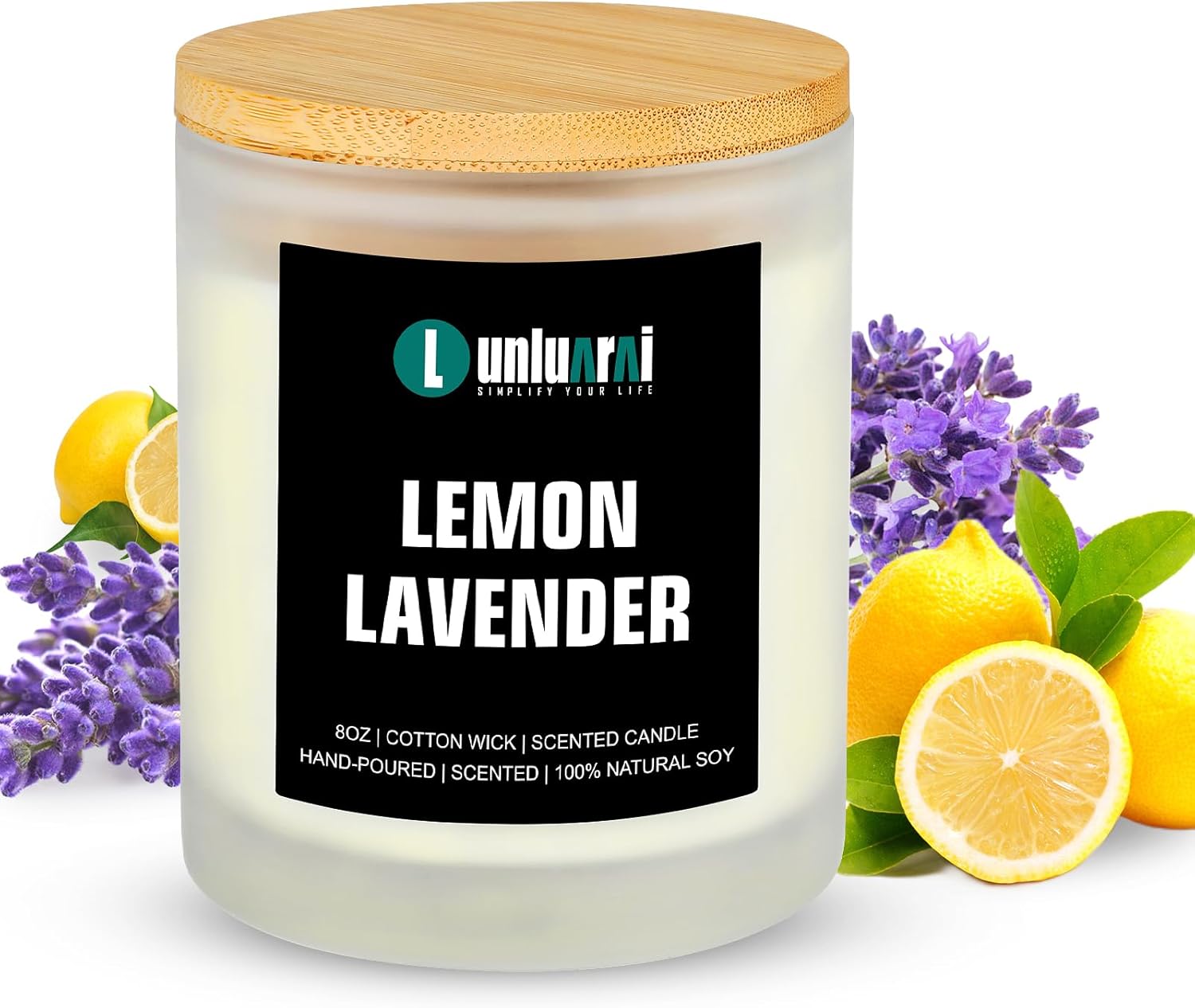 Lemon Lavender Scented Candles for Women – Aromatherapy Non Toxic Candles for Home Scented, 8oz Soy Wax Jar Candles for Anxiety and Stress, Christmas Birthday Dating Gifts Candle for Mom Girls