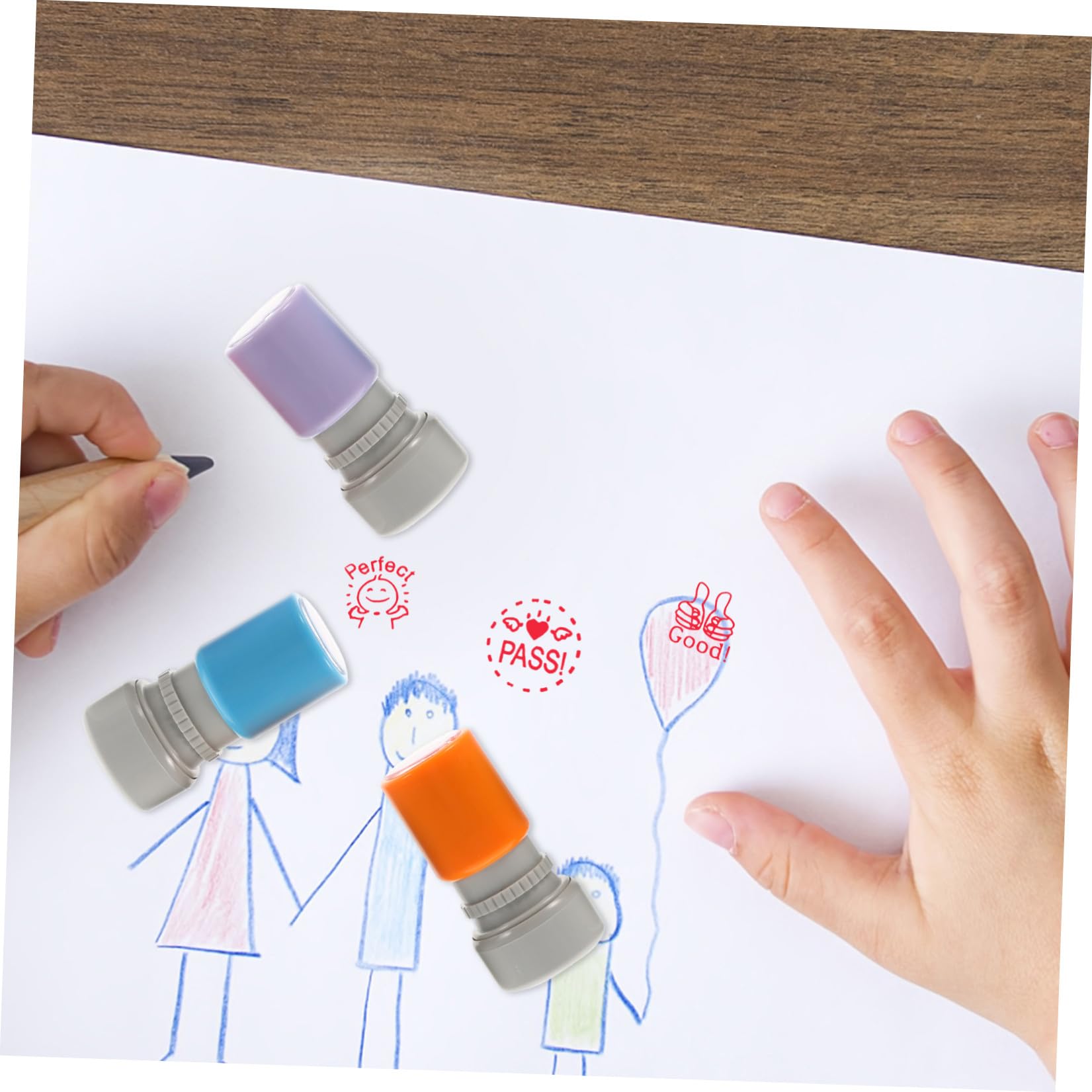 VILLCASE 18pezzi Timbri Per Insegnanti Inglese Timbri Educativi Per Feedback Scolastico e Motivazione Design e Colori Casual