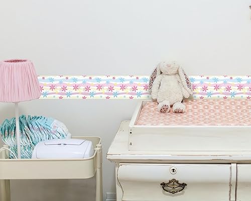 Vista 284 de FLFK Calcomanías de pared para despegar y pegar, para habitación de los niños, calcomanías de peces bajo el mar, 4 x 240 pulgadas (azul)